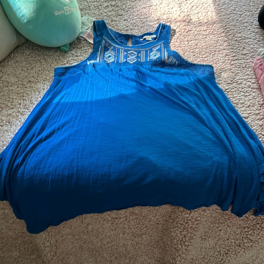 American Eagle Outfitters Royal Blue Embroidered Tank Top
